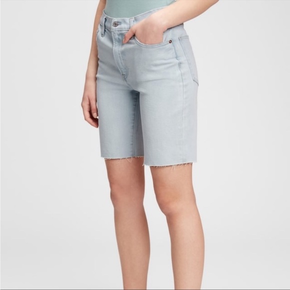 Gap Bermuda denim jean shorts relaxed light indigo wash 26 new - Picture 7 of 8
